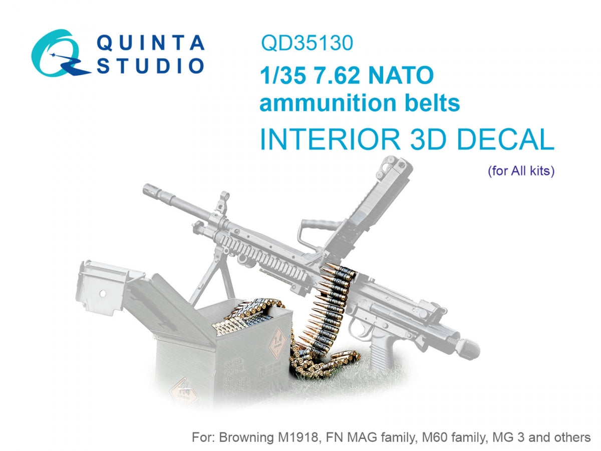 Bandes de munitions Quinta Studio QD35130 OTAN 7,62 (Tous les kits) 1/35