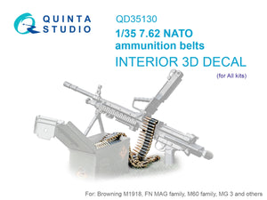 Bandes de munitions Quinta Studio QD35130 OTAN 7,62 (Tous les kits) 1/35
