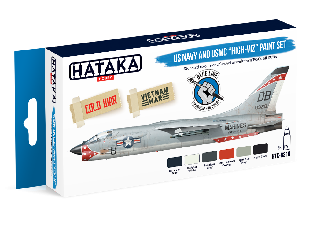 Kit de peinture haute visibilité Hataka HTK-BS18 pour l'US Navy et l'USMC (6 x 17 ml)