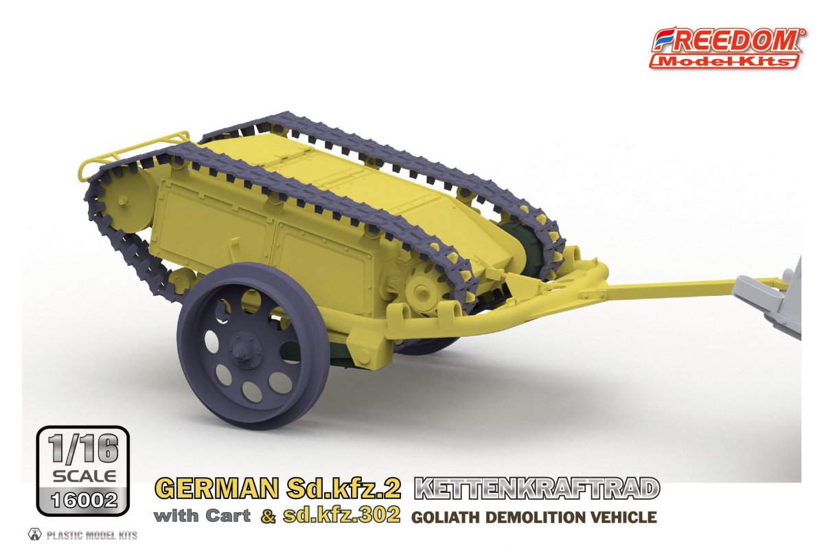 Freedom 16002 ALLEMAND SD.KFZ.2 KETTENKRAFTRAD &amp;amp; SD.KFZ.302 VÉHICULE DE DÉMOLITION GOLIATH 1/16 – imagen 8