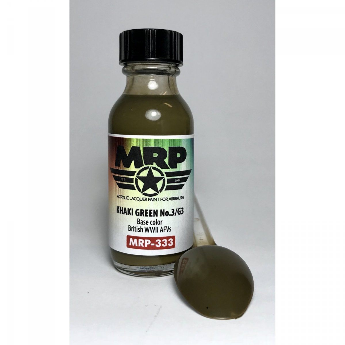 Peinture MR. Paint MRP-333 Vert kaki n° 3, teinte Véhicule blindé britannique de la Seconde Guerre mondiale, 30 ml