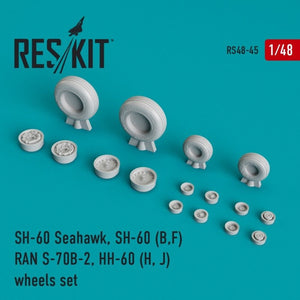 RESKIT RS48-0045 SH-60 Seahawk, SH-60 (B,F) RAN S-70B-2, HH-60 (H, J) wheels set 1/48