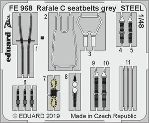 Ceintures de sécurité Eduard FE968 Rafale C, acier gris, échelle 1/48, Revell