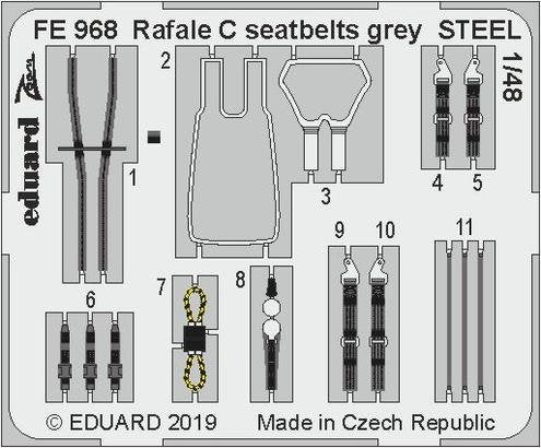 Ceintures de sécurité Eduard FE968 Rafale C, acier gris, échelle 1/48, Revell