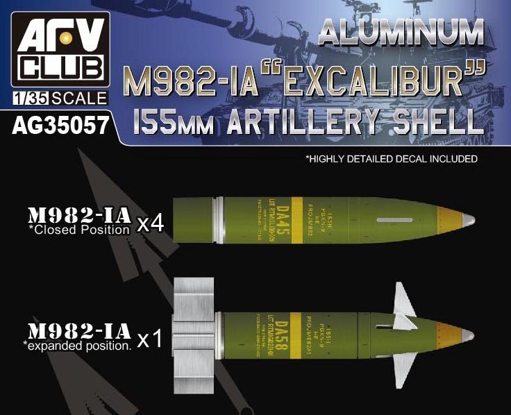 Obus d'artillerie M982-IA « Excalibur » 155 mm en aluminium AFV Club AG35057, échelle 1/35