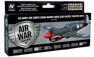 Vallejo 71184 Model Air, coffret de 8 peintures - Couleurs de l&amp;#39;US Army Air Corps (CBI), théâtre du Pacifique, Seconde Guerre mondiale