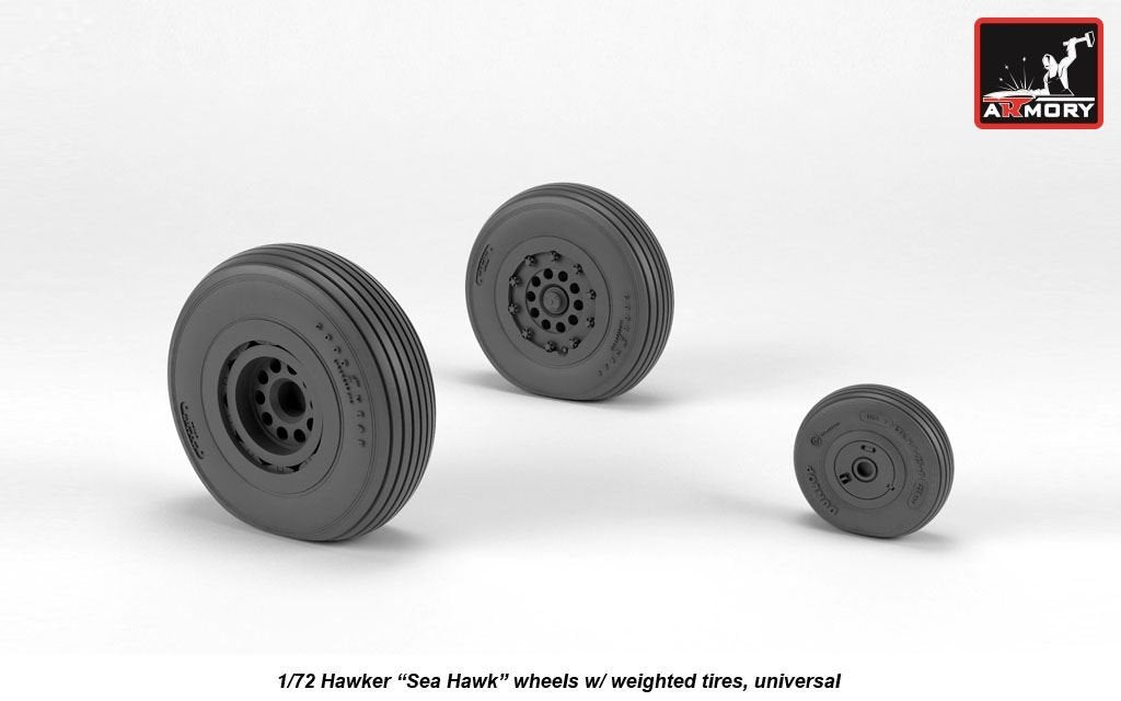 Roues du Hawker Sea Hawk avec pneus lestés, Armory Models AW72417, échelle 1/72
