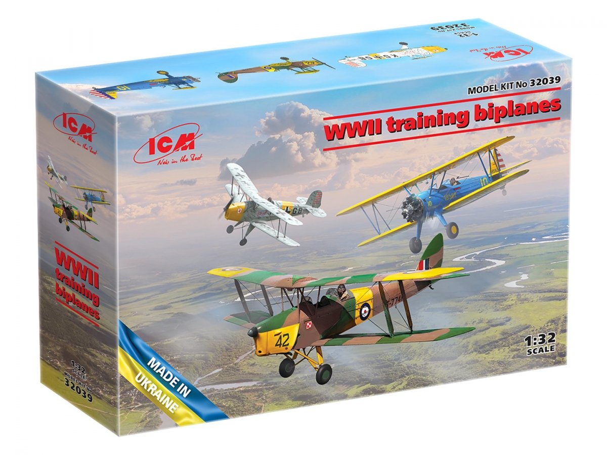 ICM 32039 Biplans d&amp;#39;entraînement de la Seconde Guerre mondiale Bucker Bu 131D, DH.82A Tiger Moth, Stearman PT-17 1/32 – image 2