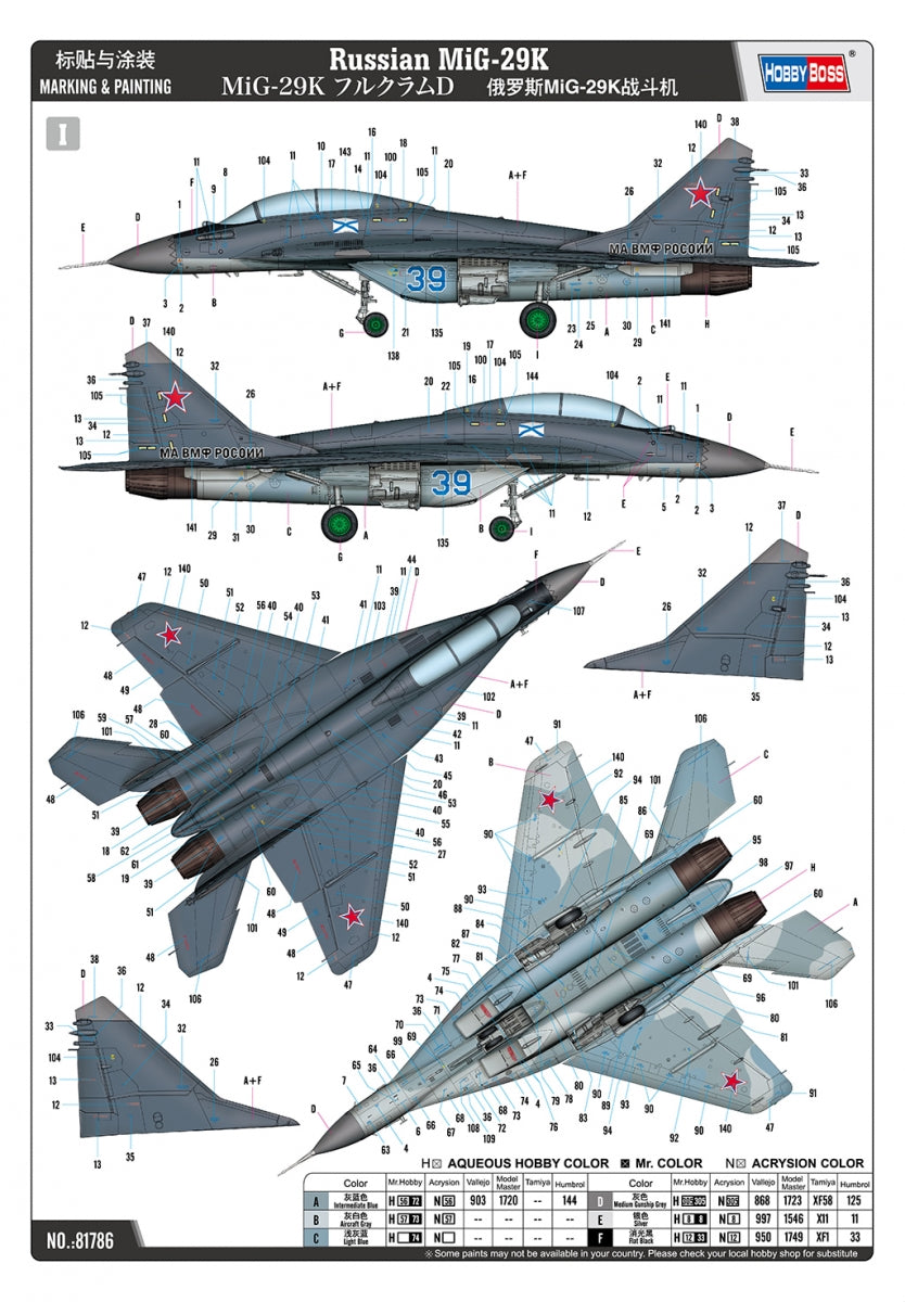 Hobby Boss 81786 MiG-29K russe 1/48  – image 4