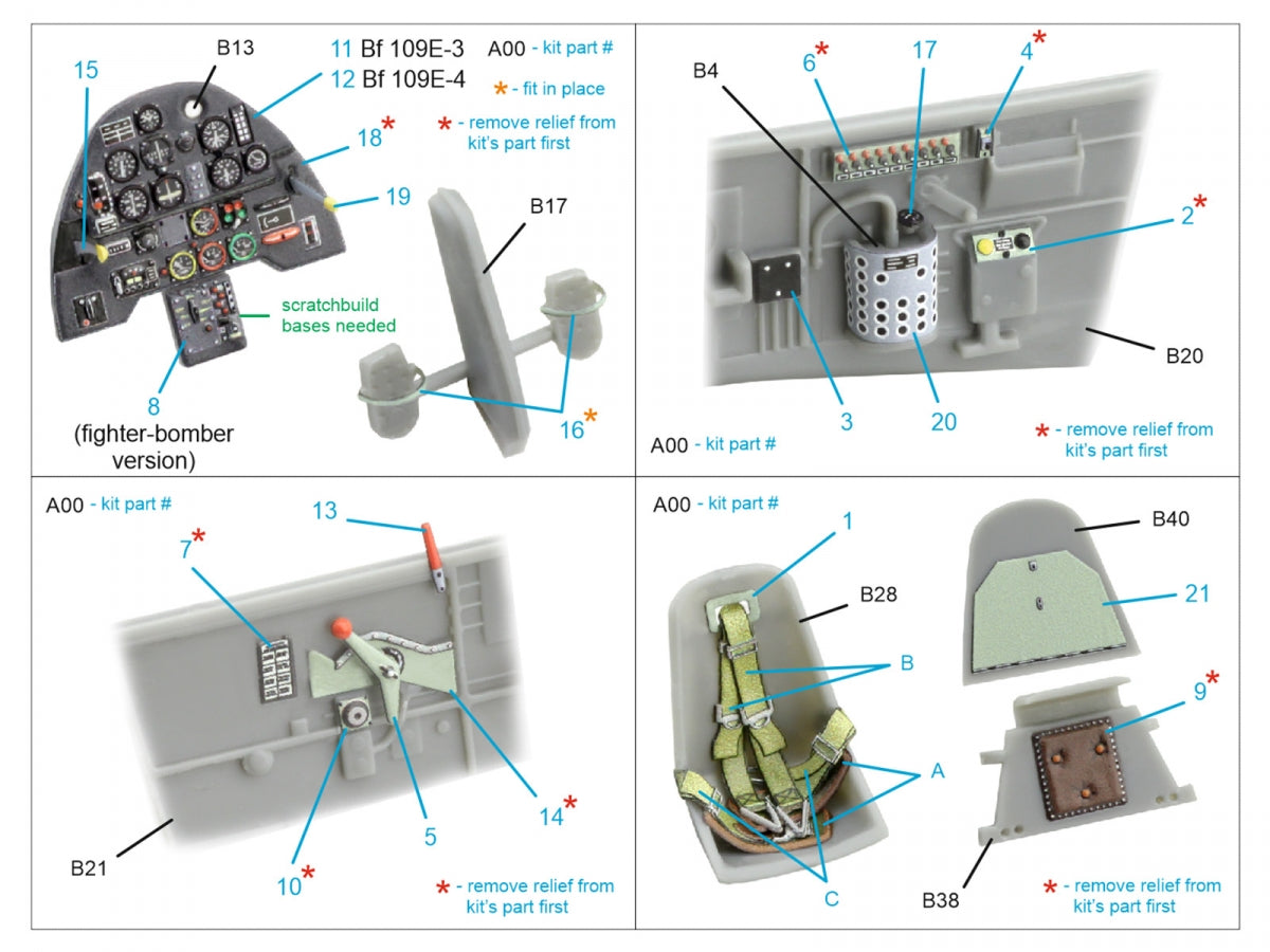 Intérieur imprimé en 3D et coloré sur papier décalcomanie Quinta Studio QD48532 Bf 109E-3/4 (HobbyBoss) 1/48 – image 10