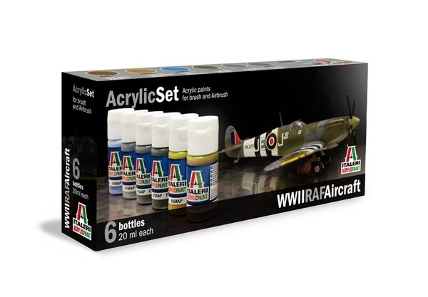 ITALERI 432AP Avions de la RAF Seconde Guerre mondiale (Ensemble de 6 peintures acryliques)