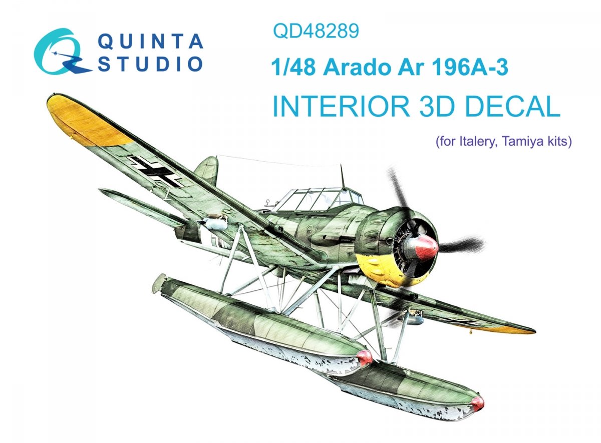 Intérieur imprimé en 3D et coloré sur papier décalcomanie Quinta Studio QD48289 Ar 196A-3 (Italeri) 1/48