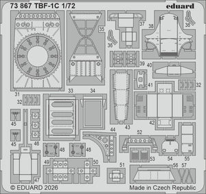 Eduard 73867 Grumman TBF-1 C - PE Set (for Hobby Boss Kits) 1/72