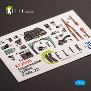 KELIK K72050 SPITFIRE F.MK.22 - DÉCALCOMANIES 3D INTÉRIEURES POUR KIT AIRFIX 1/72