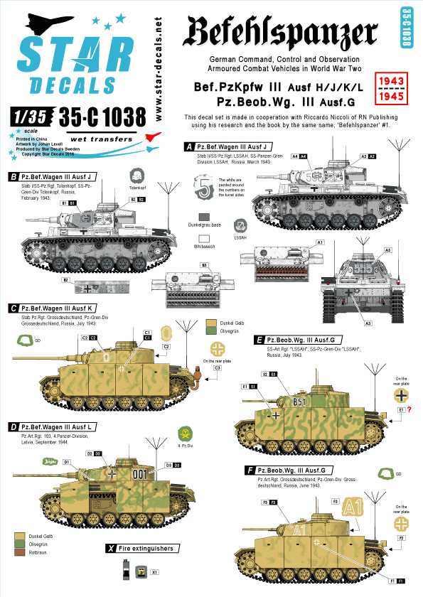 Star Decals 35-C1038 Befehlspanzer #3 1/35