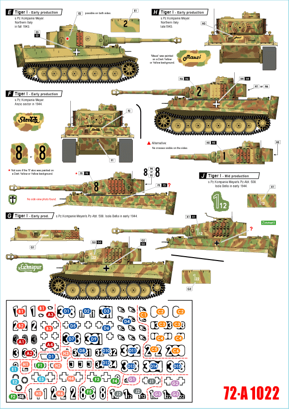 Star Decals 72-A1022 Chars allemands en Italie n° 2. Tigres. Échelle 1/72 – image 2