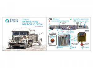 Intérieur imprimé en 3D et coloré sur papier décalcomanie (Trumpeter) pour la famille Sd.Kfz.7 de Quinta Studio QD35078, échelle 1/35 – image 2