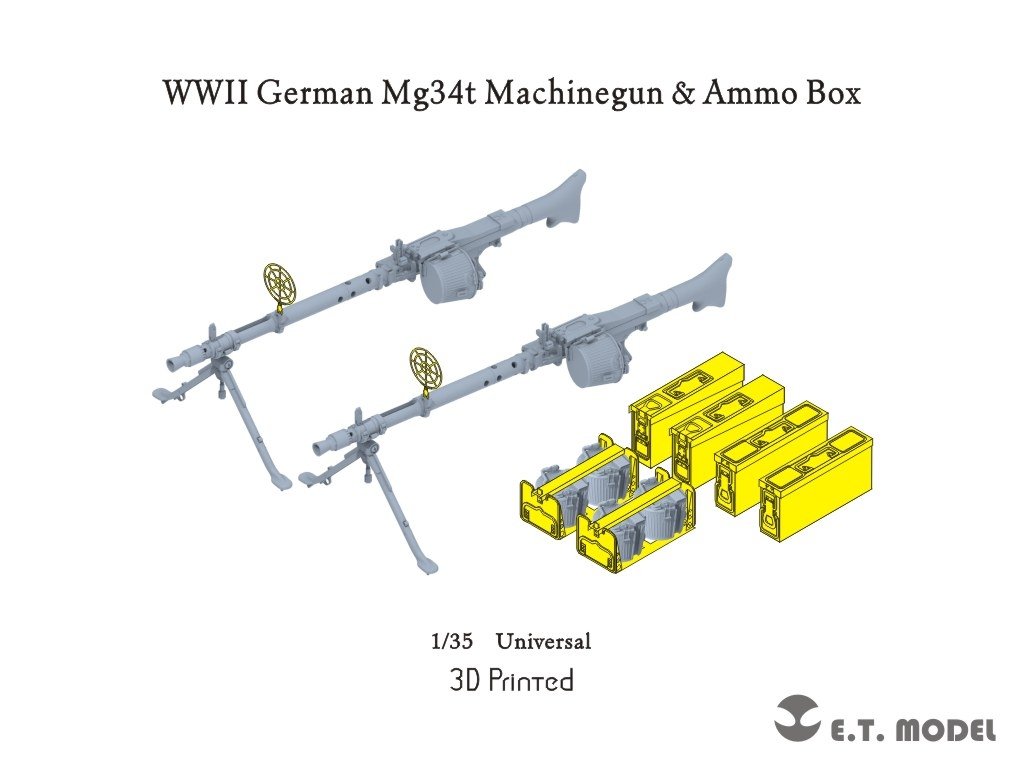 ET Modèle P35-215 Mitrailleuse allemande MG34T de la Seconde Guerre mondiale et boîte de munitions 1/35