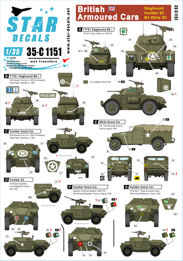 Star Decals 35-C1151 Voitures blindées britanniques 1/35