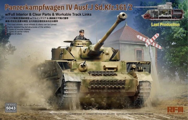 Rye Field modèle 5043 Panzerkampfwagen IV Ausf.J Sd.Kfz.161/2 (avec intérieur complet, pièces transparentes et maillons de piste de travail) 1/35