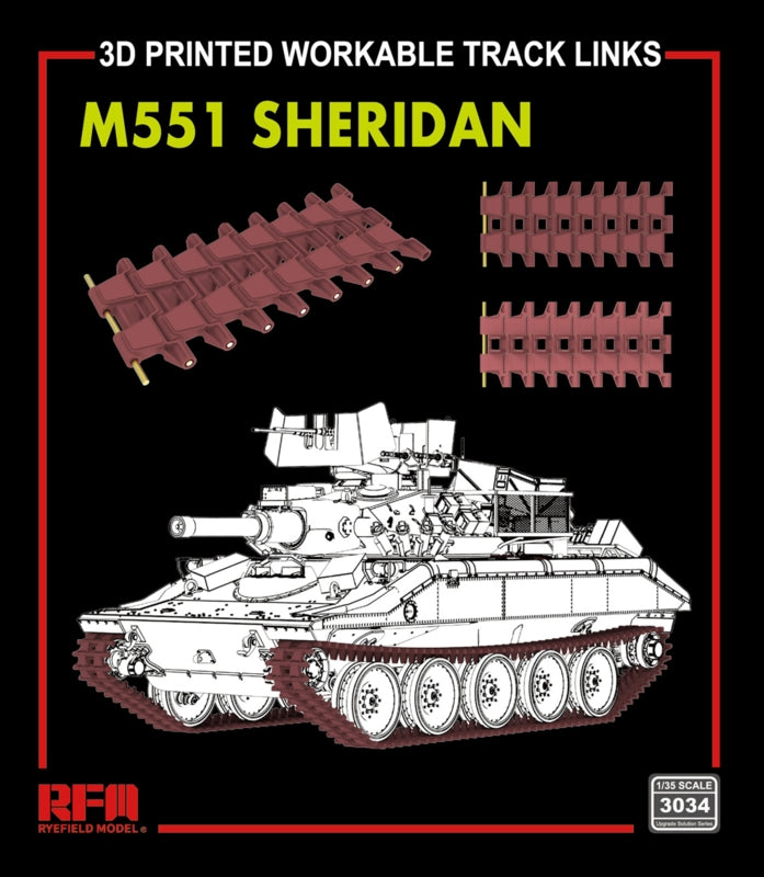 Maquette Rye Field 3034 M551 Sheridan Chenilles fonctionnelles (Impression 3D) 1/35 
