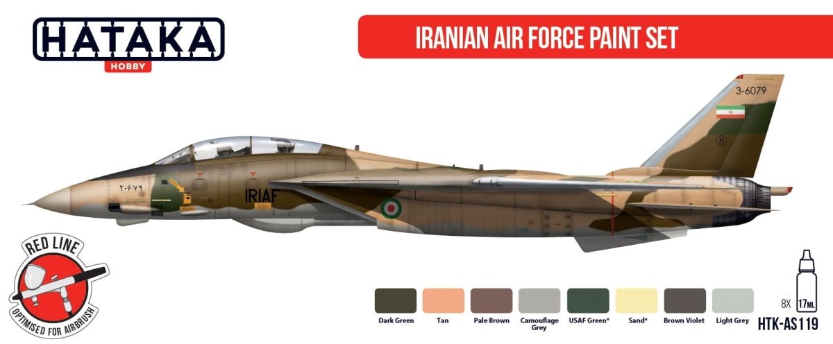 Coffret de peinture Hataka AS119 pour l'armée de l'air iranienne, 8 x 17 ml