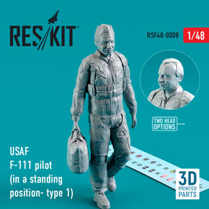 RESKIT RSF48-0008 PILOTE DE F-111 DE L&amp;#39;USAF (EN POSITION DEBOUT - TYPE 1) (IMPRIMÉ EN 3D) 1/48