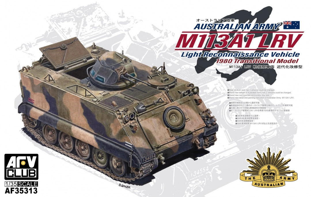 AFV Club 35313 Véhicule de reconnaissance léger M113A1 LRV de l'armée australienne, modèle de transition de 1980, échelle 1/35