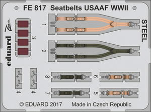 Ceintures de sécurité Eduard FE817 USAAF Seconde Guerre mondiale Acier 1/48