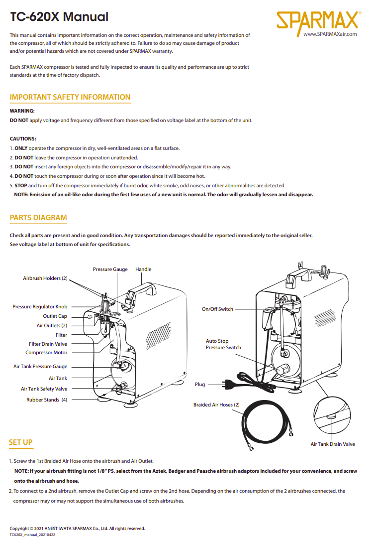 Mini compresseur d&amp;#39;air Sparmax TC620X avec tuyau de 2 x 3 m – imagen 5