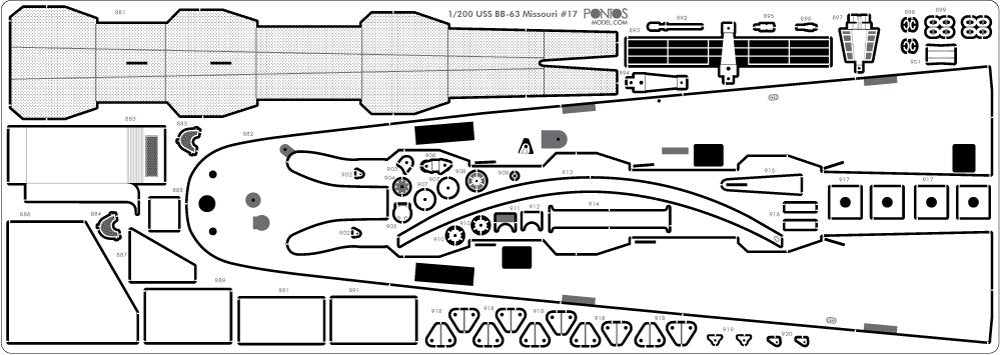 Pontos 22002F1 USS BB-63 Missouri 1945 Kit de détails (sans pont en bois) (1/200) – image 22