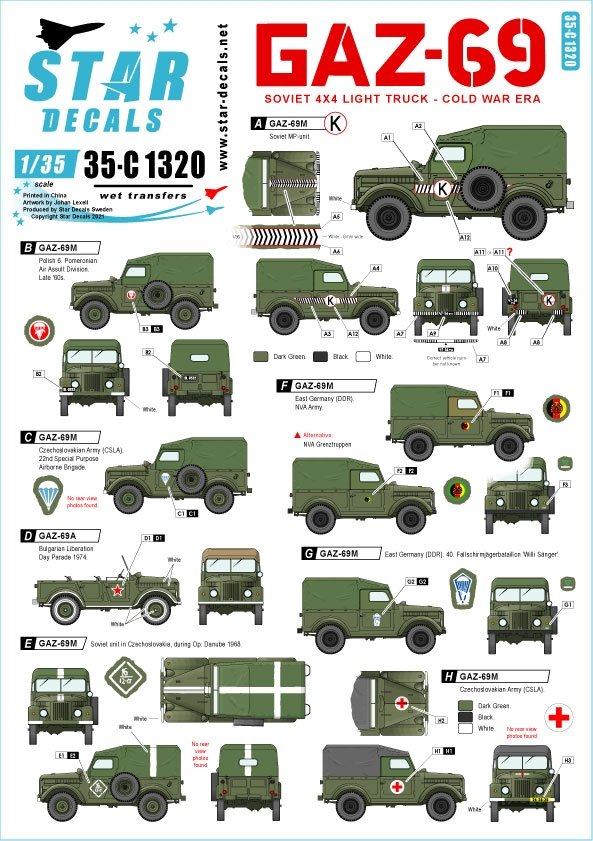 Décalcomanies Star Decals 35-C1320 GAZ-69 1/35