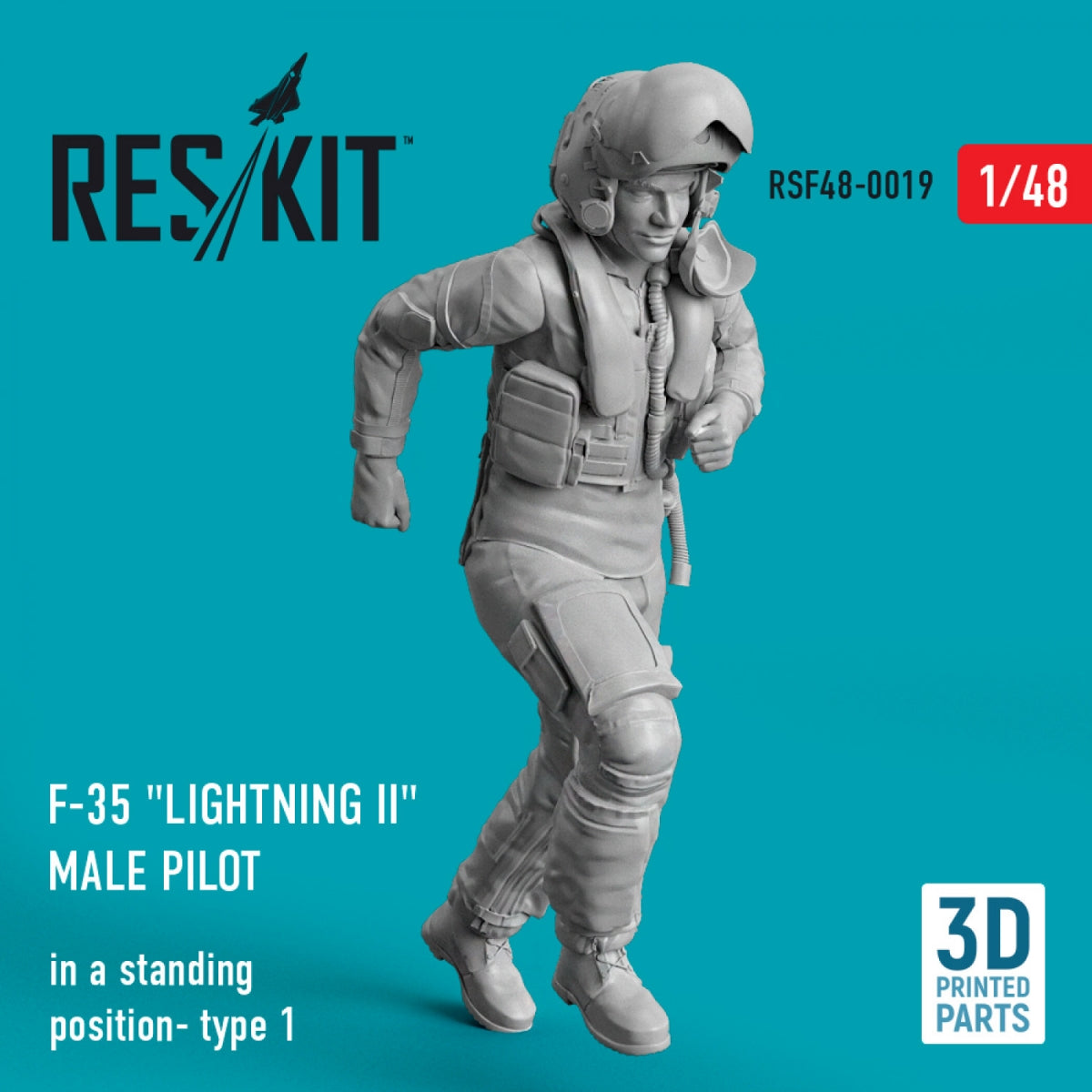 RESKIT RSF48-0019 F-35 « LIGHTNING II » PILOTE HOMME (EN POSITION DEBOUT - TYPE 1) (IMPRIMÉ EN 3D) 1/48