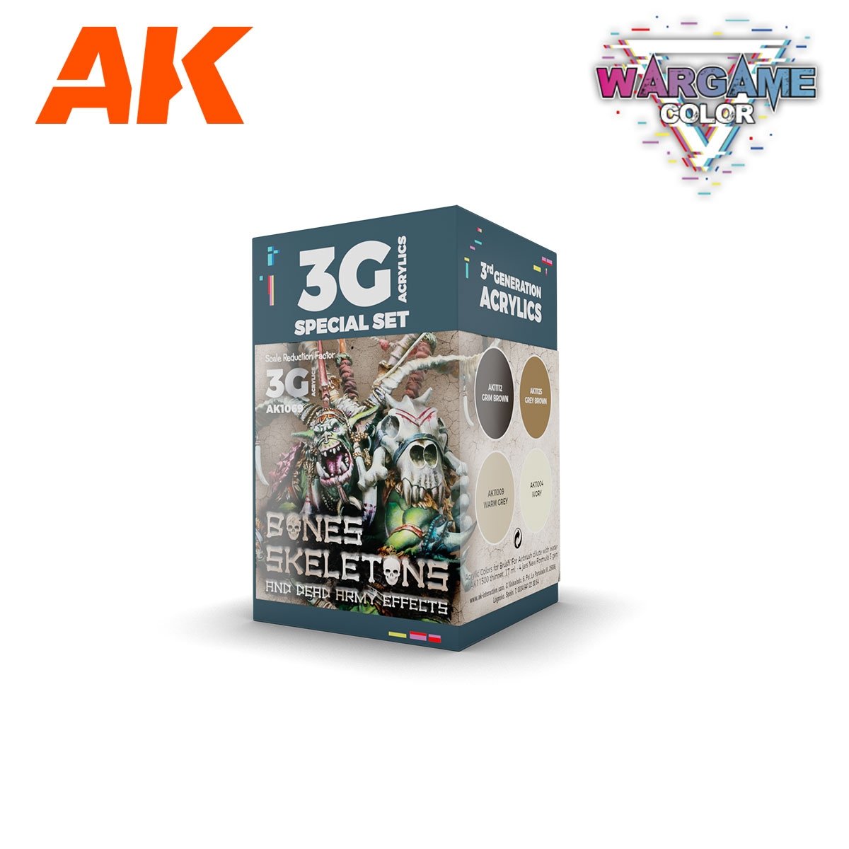 AK Interactive AK1069 Coffret de peinture Wargame. Os et squelettes. 4 x 17 ml