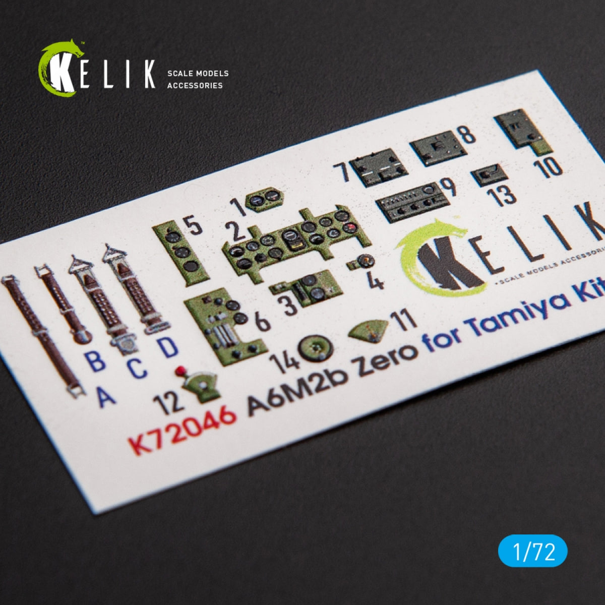 KELIK K72046 A6M2B ZERO - DÉCALCOMANIES 3D INTÉRIEURES POUR MAQUETTE TAMIYA 1/72
