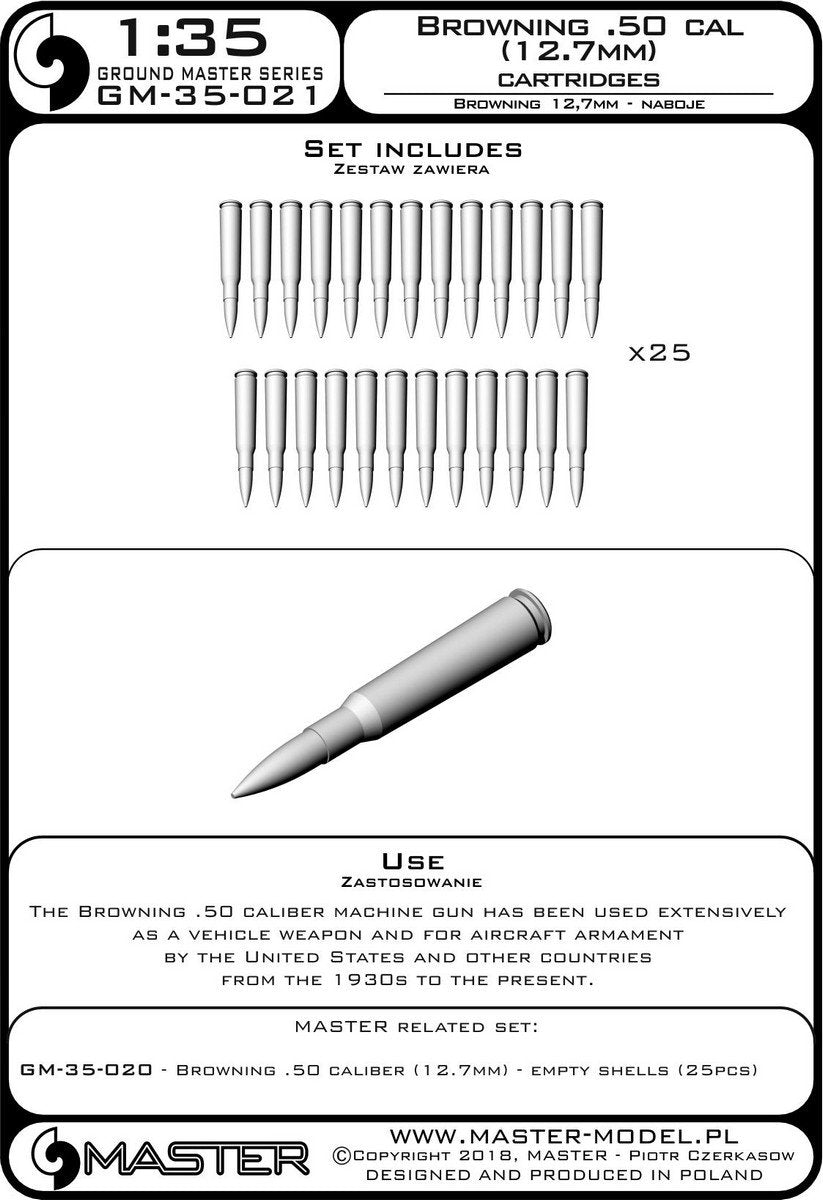 Master GM-35-021 Browning calibre .50 (12,7 mm) - cartouches (25 pièces) (1/35) – Bild 3
