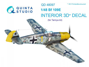 Intérieur imprimé en 3D et coloré sur papier décalcomanie Quinta Studio QD48097 Bf 109E (pour maquette Tamiya) 1/48