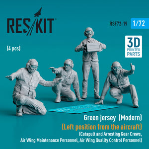 RESKIT RSF72-0019 Maillot vert (moderne) (position gauche par rapport à l&amp;#39;avion) ​​(Équipes de catapultage et de brin d&amp;#39;arrêt, personnel de maintenance de l&amp;#39;escadrille, personnel de contrôle qualité de l&amp;#39;escadrille) (4 pièces) (Impression 3D) 1/72