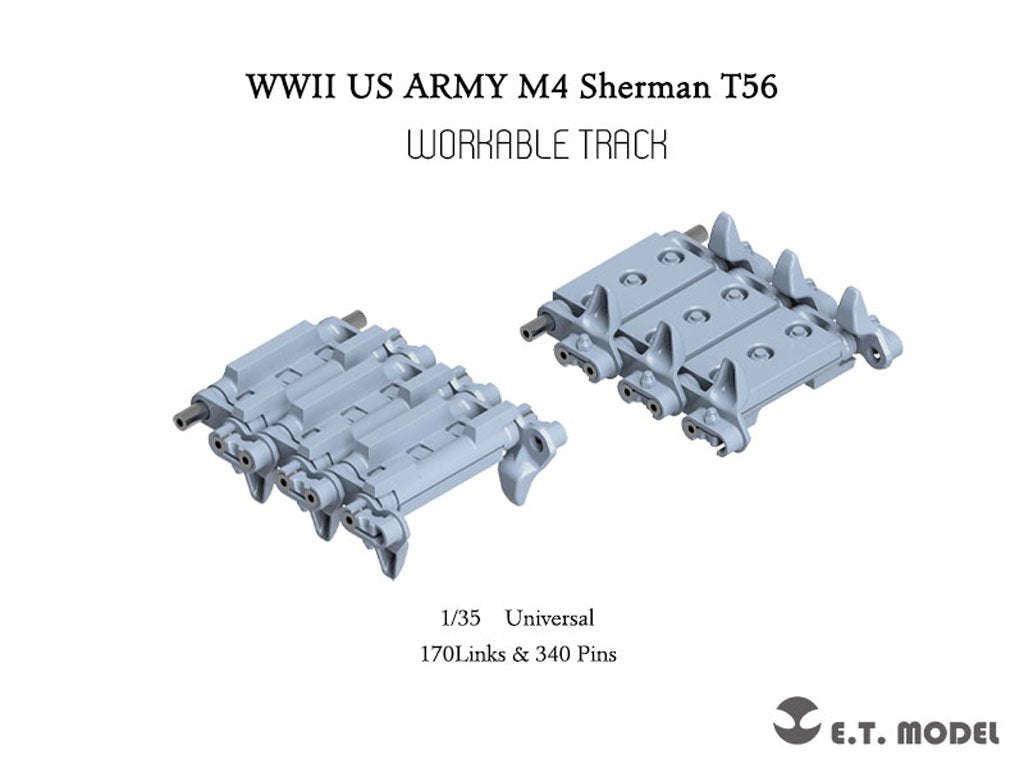 ET Model P35-088 WWII US ARMY M4 Sherman T56 Chenille fonctionnelle (Imprimé en 3D) 1/35