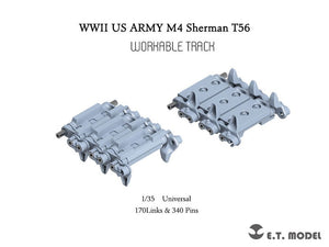 ET Model P35-088 WWII US ARMY M4 Sherman T56 Chenille fonctionnelle (Imprimé en 3D) 1/35