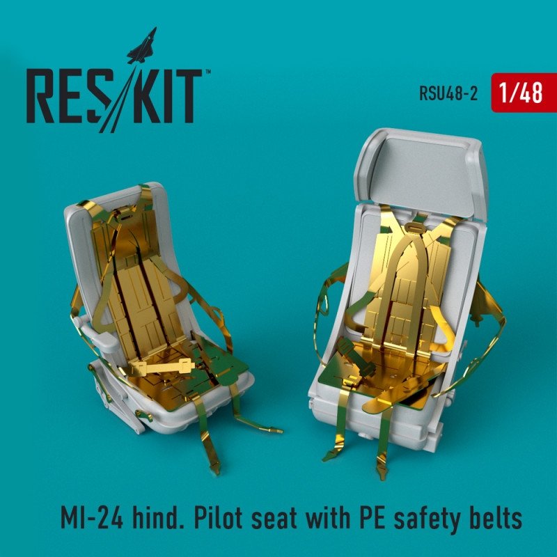 RESKIT RSU48-0002 MI-24 Siège pilote arrière avec ceintures de sécurité en PE 1/48