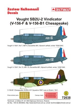 Techmod 72038 - Vought SB2U-2 Vindicator (V-156 Chesapeake) 1/72 – zdjęcie 2