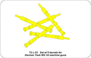 Aber 72L-33 Ensemble de 5 canons pour mitrailleuses MG 34 de char allemand, échelle 1/72 – immagine 3
