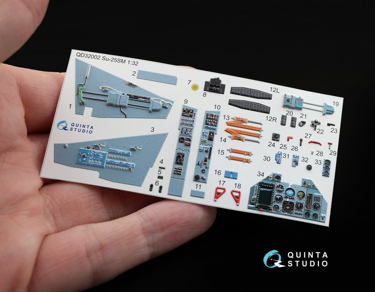 Intérieur imprimé en 3D et coloré sur papier décalcomanie Quinta Studio QD32002 Su-25SM (pour maquette Trumpeter) 1/32 – immagine 2