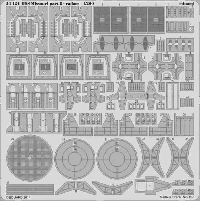 Eduard 53124 USS Missouri partie 8 - Radars TRUMPETER 1/200