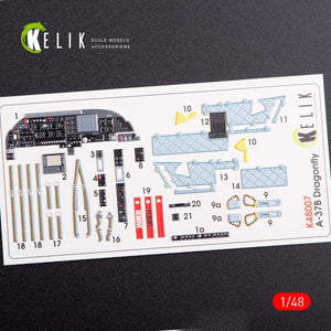 KELIK K48007 A-37B DRAGONFLY DÉCALCOMANIES 3D INTÉRIEURES POUR MAQUETTE TRUMPETER 1/48