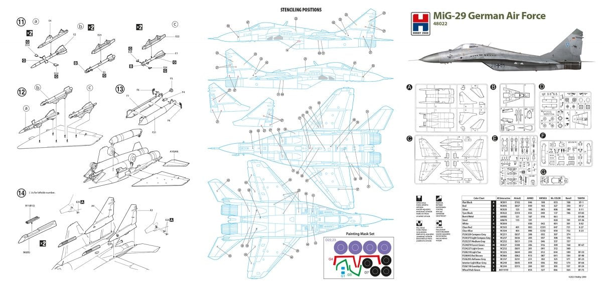 Hobby 2000 48022 MiG-29 Force aérienne allemande (ACADEMY + CARTOGRAF + MASQUE) 1/48 – image 2