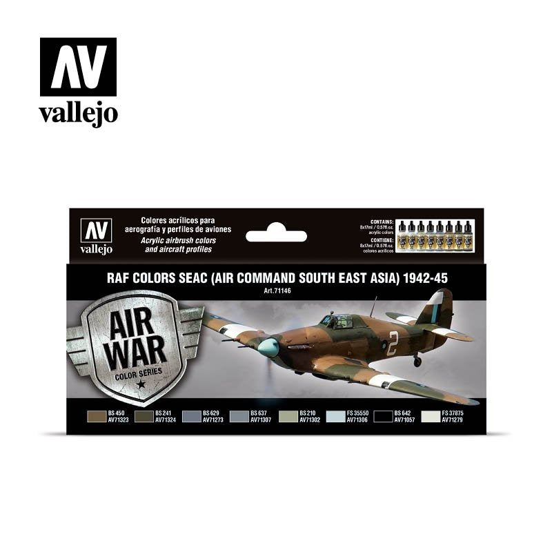 Vallejo 71146 Couleurs RAF SEAC (Commandement aérien Asie du Sud-Est) 1942-1945 8 x 17 ml