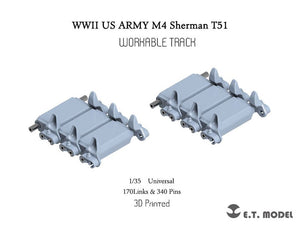 Maquette ET Model P35-085 WWII US ARMY M4 Sherman T51 Chenille fonctionnelle (Impression 3D) 1/35