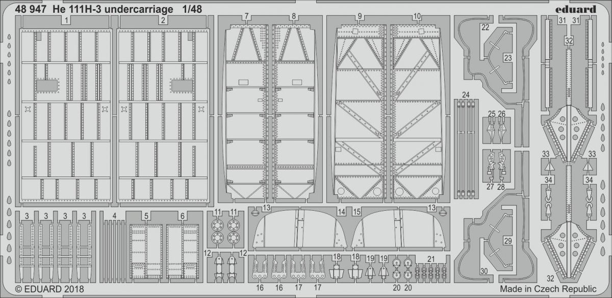 Train d&amp;#39;atterrissage Eduard 48947 He 111H-3 ICM 1/48